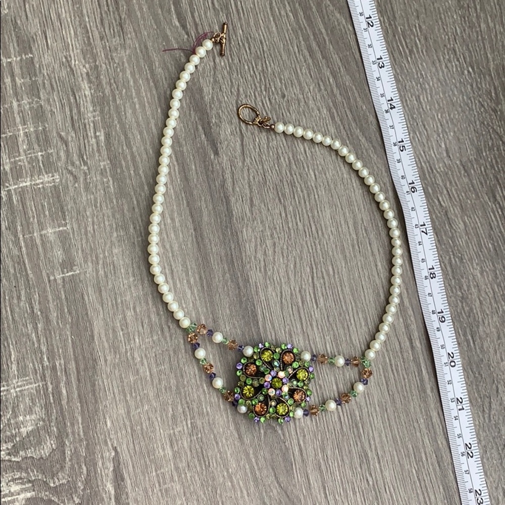 Pearl and rhinestone statement necklace